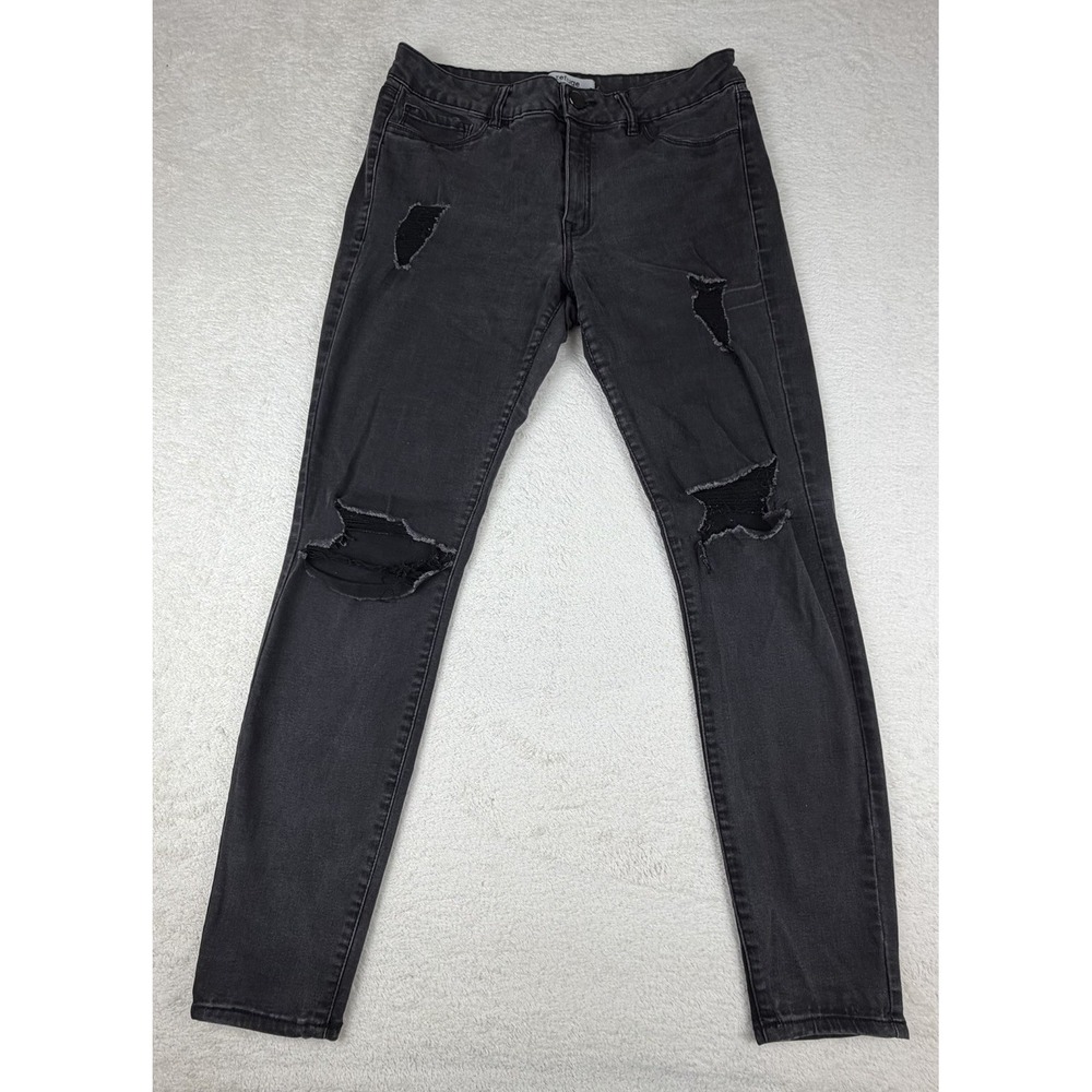 Refuge Jeans Sz 10 Women's Black Distressed Destroyed‎ Skinny Jeans-stretch